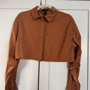 Forever 21 Rust Button Down Cropped Shirt